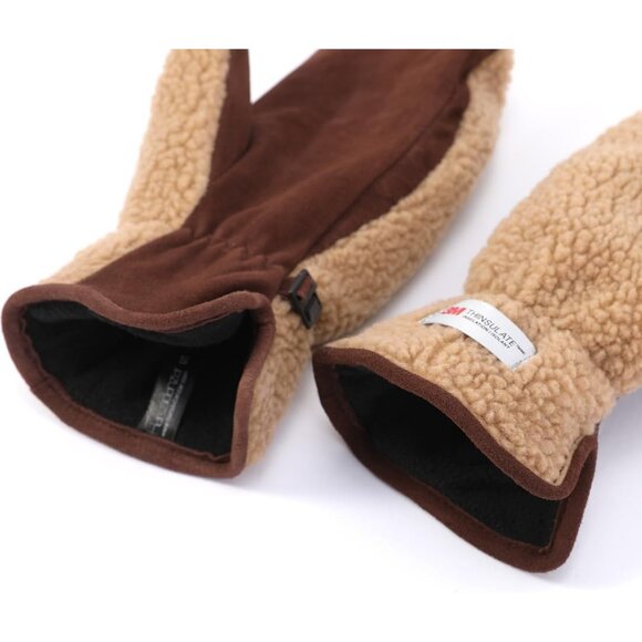 ⚡Women's Camel Genuine Suede Outdoor Mitt Thermal Lined Finger Liners Mitten - Picture 2 of 7